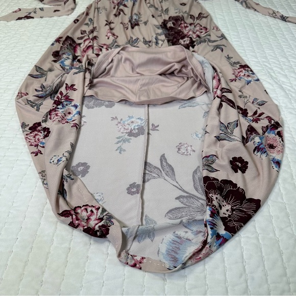 Jessica Simpson Maternity Blouson Cream and Burgundy Floral Dress - Picture 7 of 14